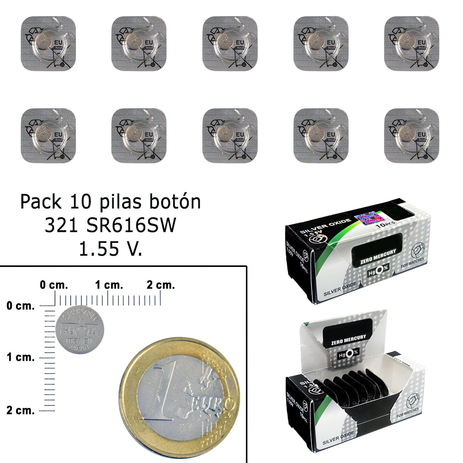 Pila Boton Oxido De Plata 321 / SR616SW (Caja 10 Pilas) - 2