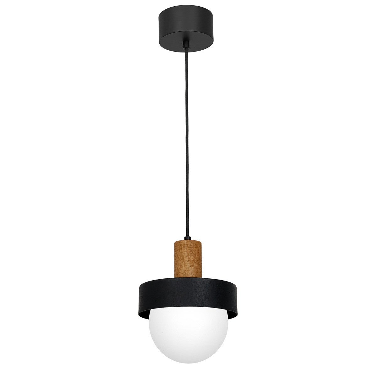 Lampa wisząca Canan czarny matowa-jasne drewno-biała 1xE27x15W wym: 110 x 20 x 20 cm metal Luminex