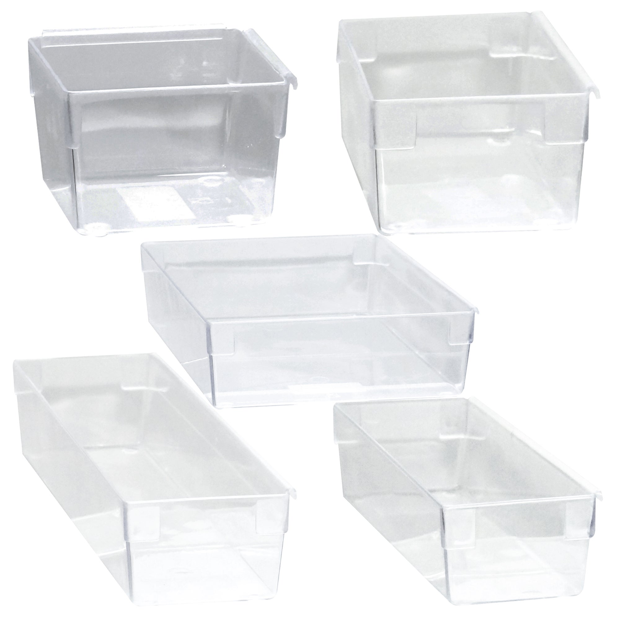 Ensemble de 5 boîtes de rangement transparentes - Blanc | Leroy Merlin