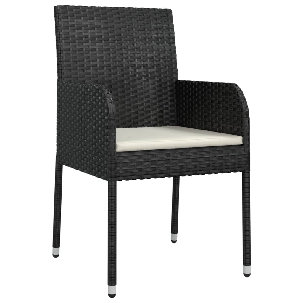 Maison Exclusive - Sedie da Giardino con Cuscini 4 pz in Polyrattan Nere - 3