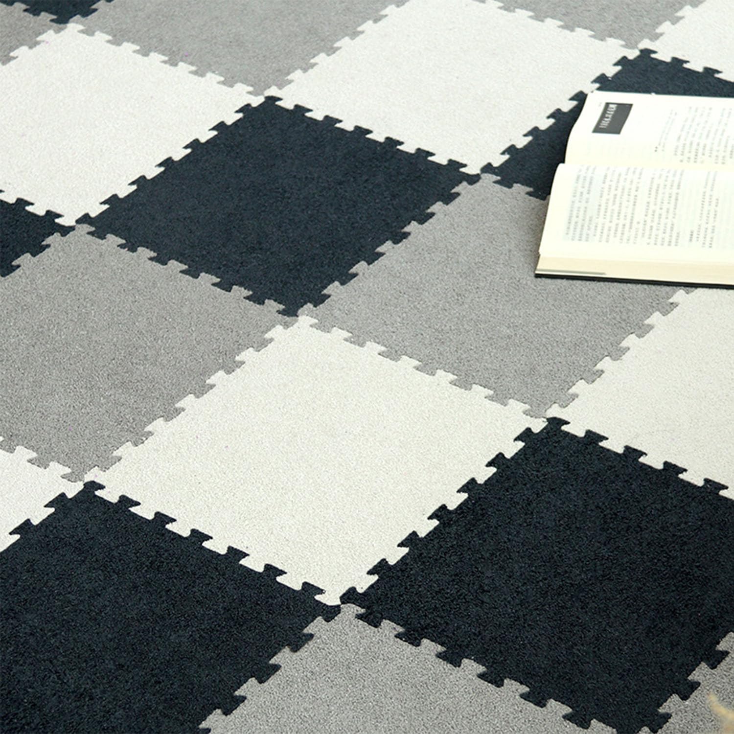 Tapis de salon et de chambre à coucher de grande surface, carreaux de moquette de couleur unie, 30x30x1.0cm, gris foncé, 10 pièces - 2