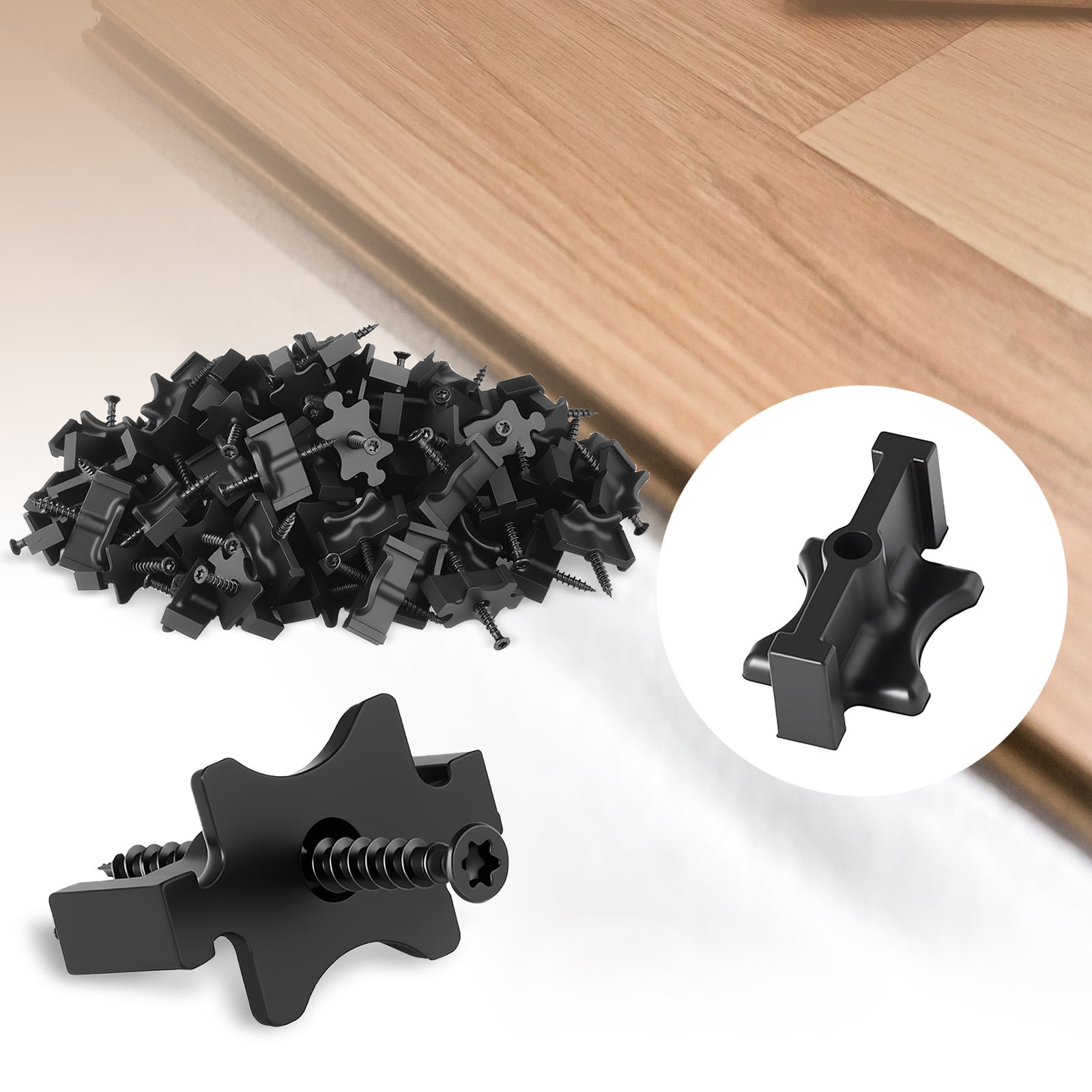 Fixation Invisible VEVOR pour Lame Terrasse Composite, 1000 PCS, Clips T en Plastique PP, Compatible avec Lames Terrasse d'Écart 6,5&nbsp;mm, Hauteur 10&nbsp;mm - 8