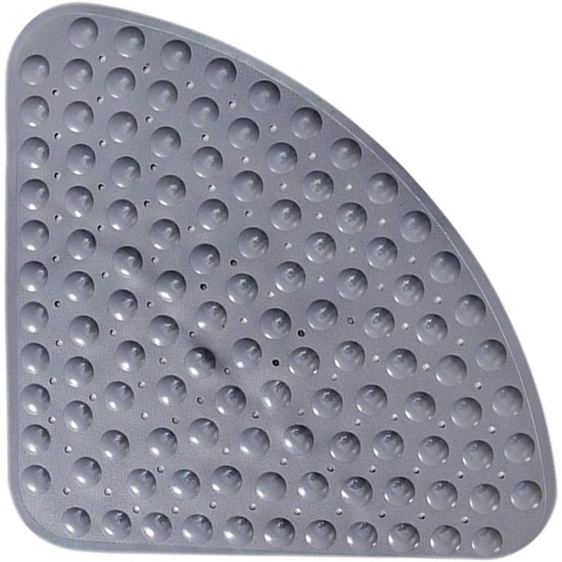 Mata łazienkowa antypoślizgowa z falbankami i przyssawkami do prysznica lub wanny, 54 x 54 cm, szara