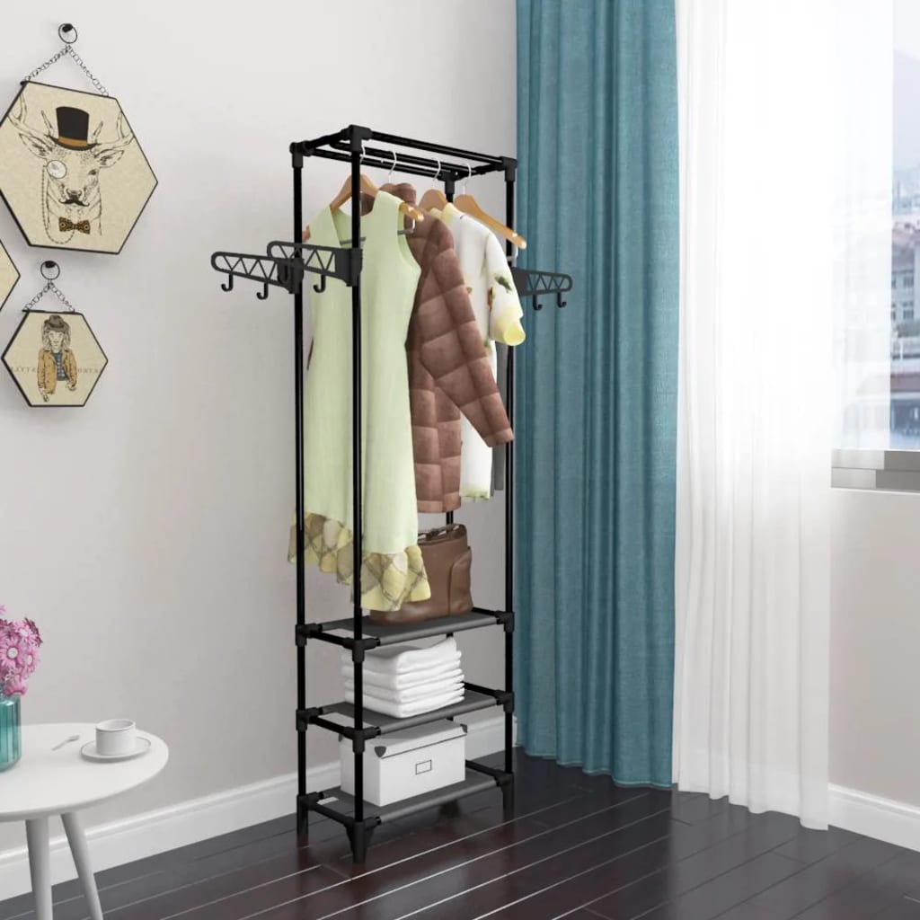 Porte-vêtements Acier et tissu non-tissé 55x28,5x175 cm Noir vidaXL - 8