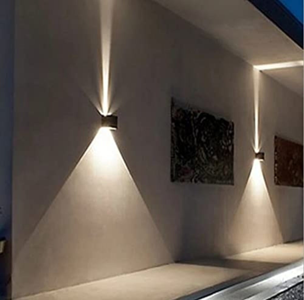 GOECO Lot de 2 appliques murales intérieures/extérieures, 12W, étanches IP65, 3000K, appliques murales carrées pour porche, couloir, salon - Noir - 9