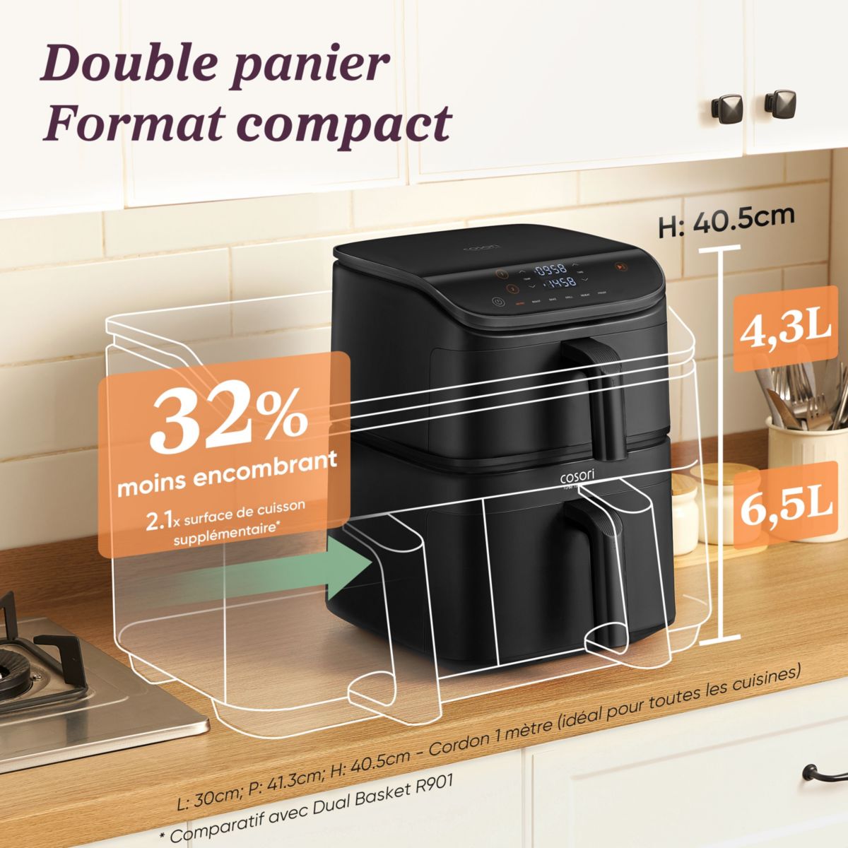 Friteuse sans huile COSORI - Air Fryer Turbo Tower - Capacité 10,8L - 7 programmes - 2630W - Noir - 6