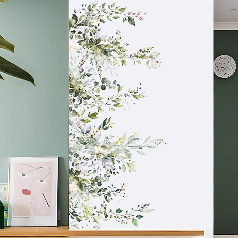 Sticker mural suspendu de style bohème en vigne verte, autocollant mural DIY pour chambre, salon, bureau, canapé - 4