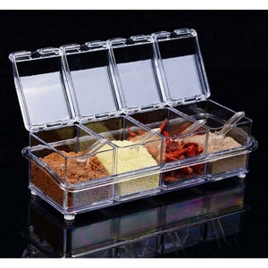 Lot De 6 Boîtes à épices Transparentes Empilables - PS Alimentaire, 35x8.5x8 Cm - Pour Cuisine Organisée