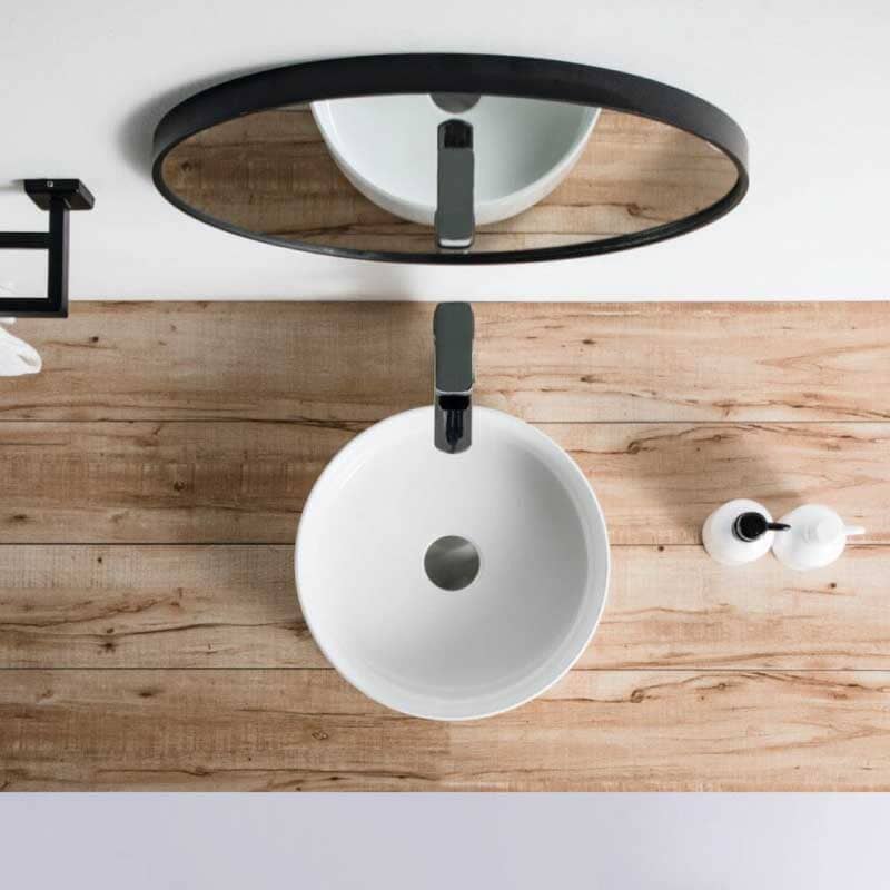 Vasque à poser ronde en céramique MENDOZA 6 coloris Ø36 cm Blanc brillant - 3