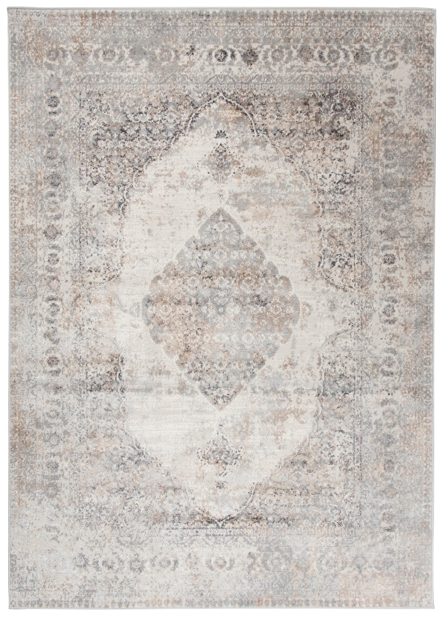 TAPISO Valley Tapis Salon Chambre Vintage Gris Beige Doux Fin 300x400 - 2