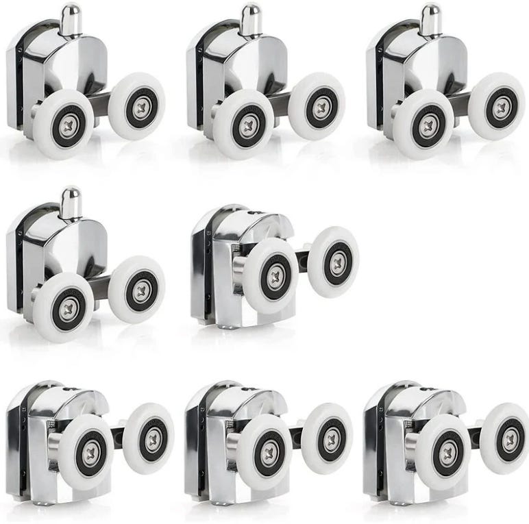 Roues pour porte de douche double 23 mm - Roulettes pour porte de douche, lot de 4 Roues pour porte de douche double 23 mm - Roulettes pour porte de douche, lot de 4