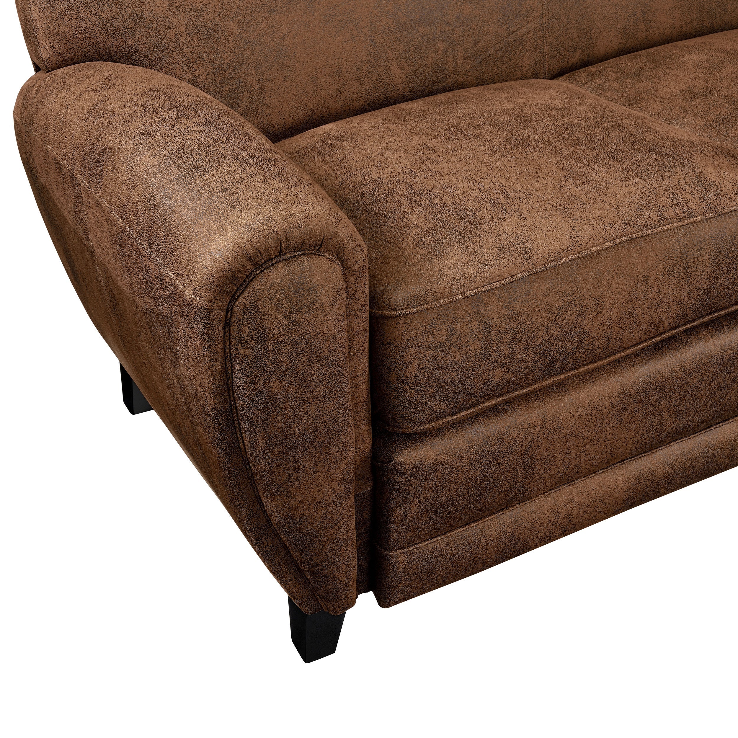 Divano a 3 posti in microfibra marrone - Club - 7