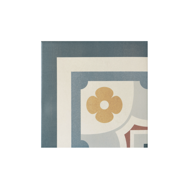 Carrelage sol / mur effet ciment motif floral coloré 20x20 cm CAPRICE - SAINT TROPEZ ANGLE (vendu par boite de 1m2)