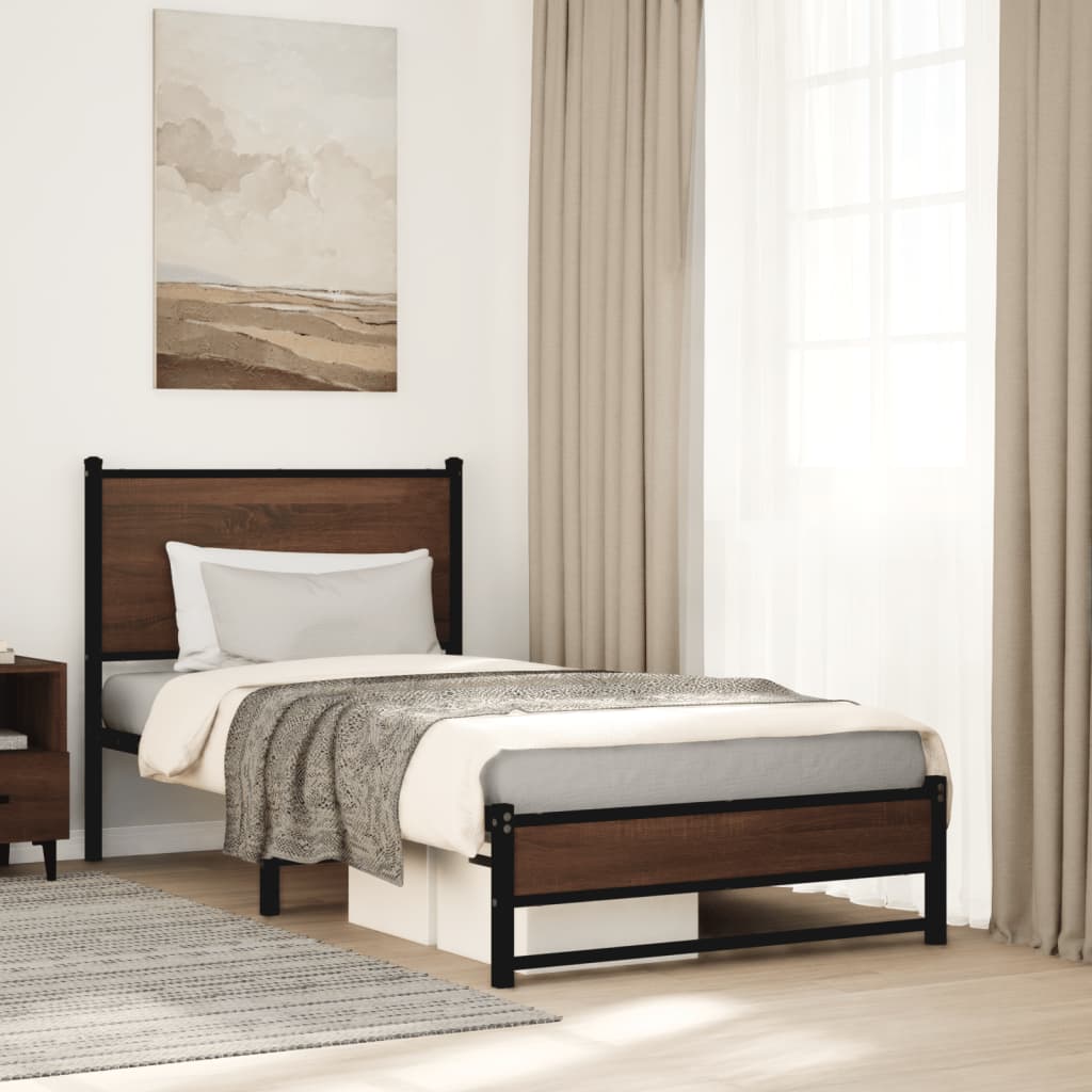 Łóżko Metalowe Czarne Rama łóżka Ze Stelażem Łóżko Do Sypialni Pokoju 90x200 cm