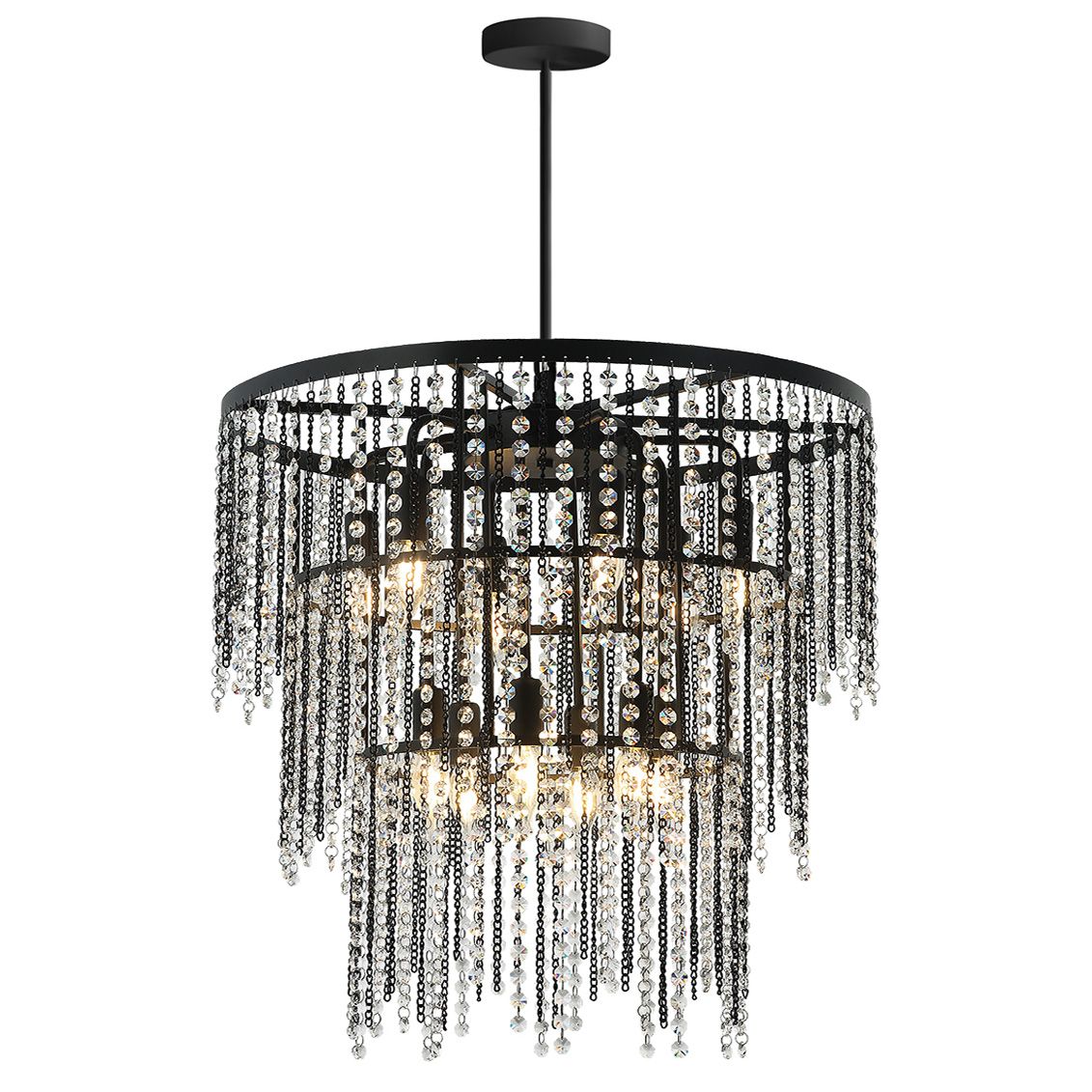 Lampa Sufitowa Wisząca Kryształowa Toolight App1314-Cp Czarny