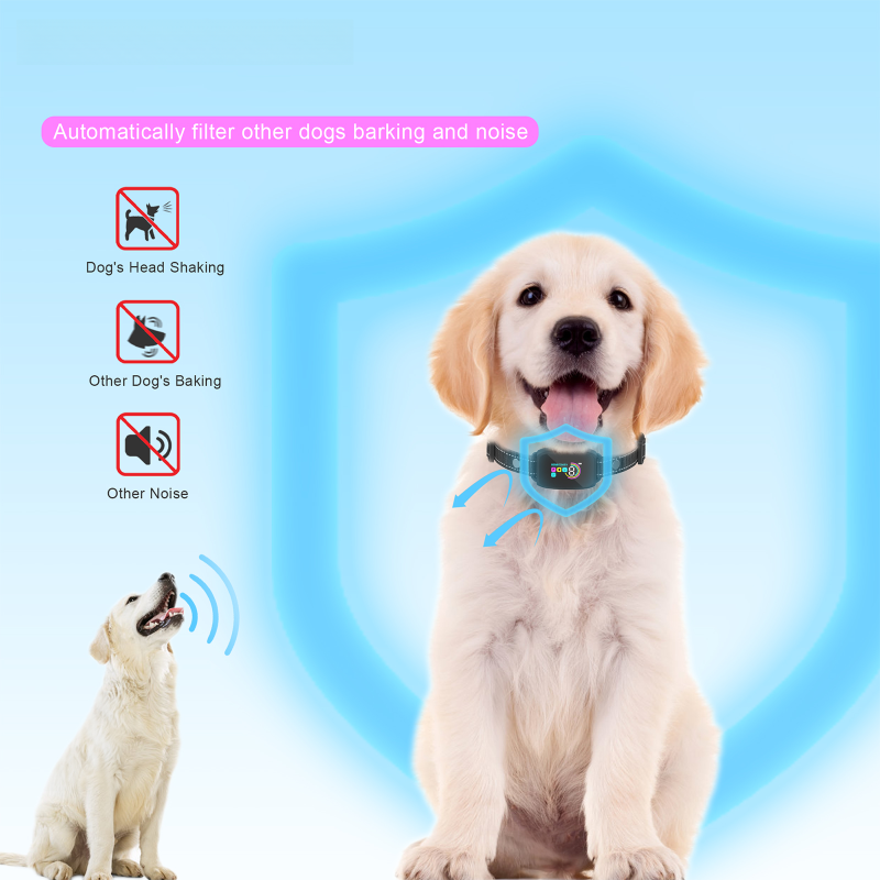 Collar antiladridos, pantalla LCD a color, resistente al agua, adiestrador de perros multimodo, control automático por voz,color blanco. - 8