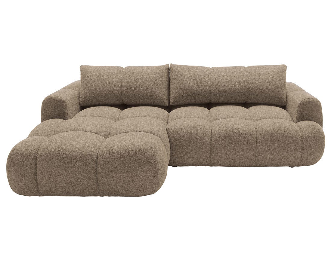 Canapé d'angle gauche convertible 4 places en tissu bouclette marron - YULIN - Best Mobilier - 8