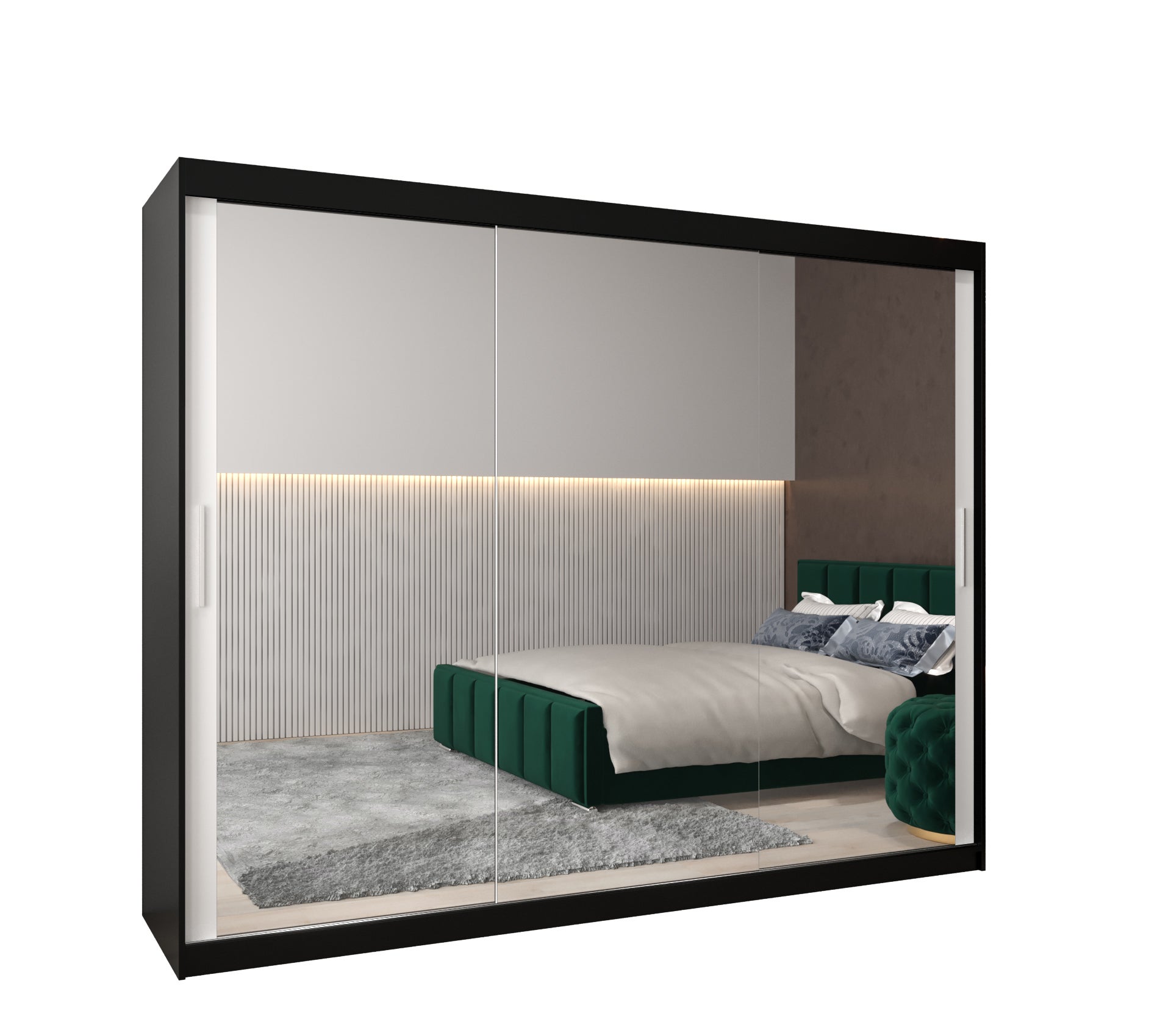 Szafa przesuwna garderoba TOKYO 3 250 x 62 x 200 cm Czarny + Biały - Abiks Meble