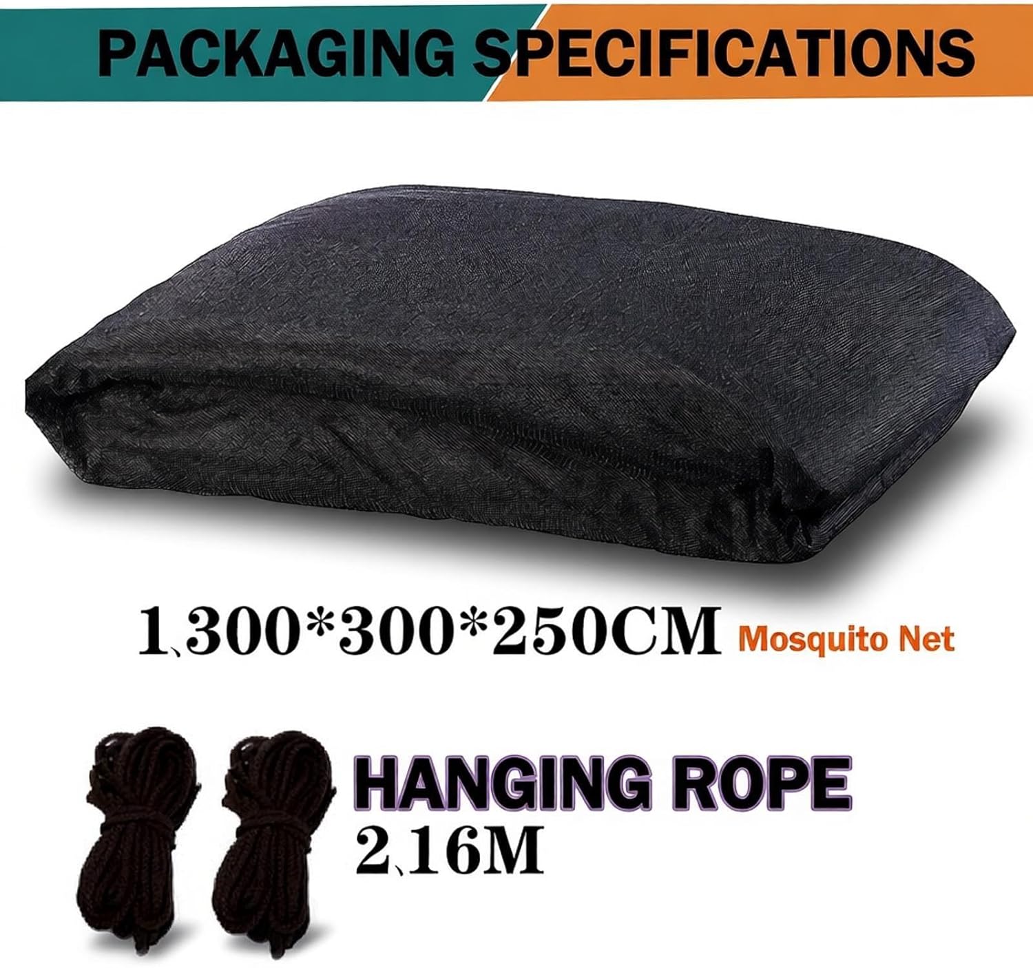 Moustiquaire d'extérieur — Maille ultra-fine — Idéale pour terrasses et camping — Cordes incluses (Noir, 1 personne : 300 x 300 x 250 cm) - 3