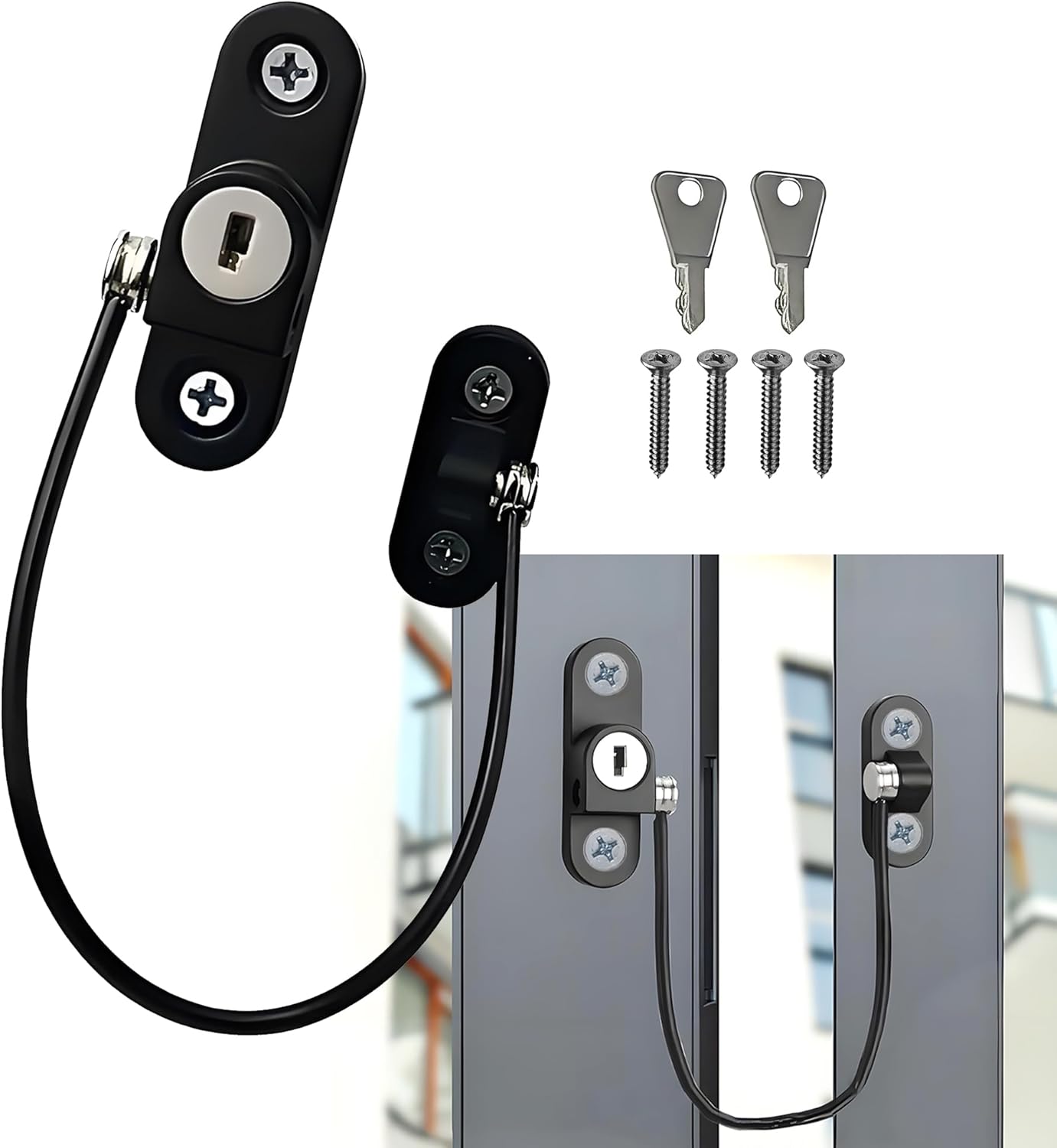Serrure à Barre Pivotante Prime-Line U 9902 - Verrou Sécurité Pour Porte Battante, Barre 9,5 Cm, Zinc Blanc - 9