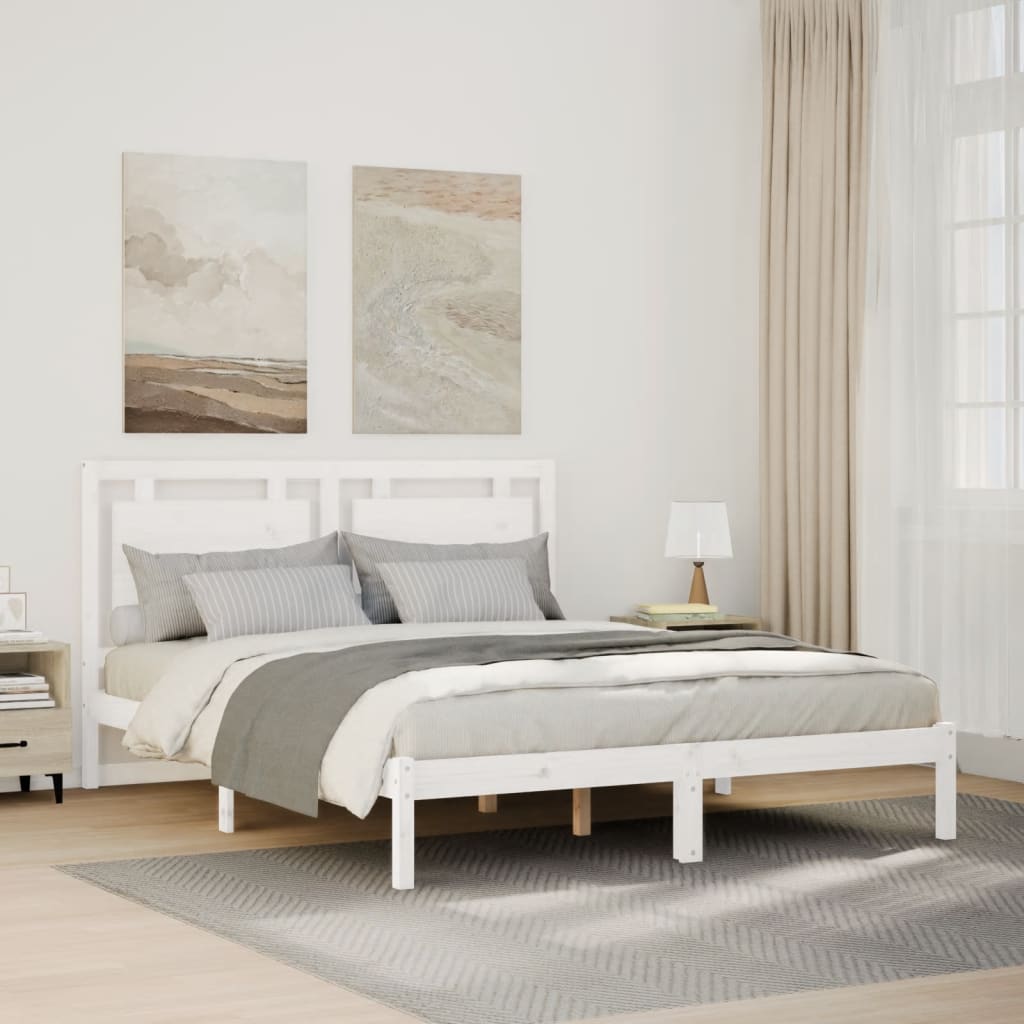 Dłuższe łóżko bez materaca, białe, 140x210 cm, lite drewno vidaXL