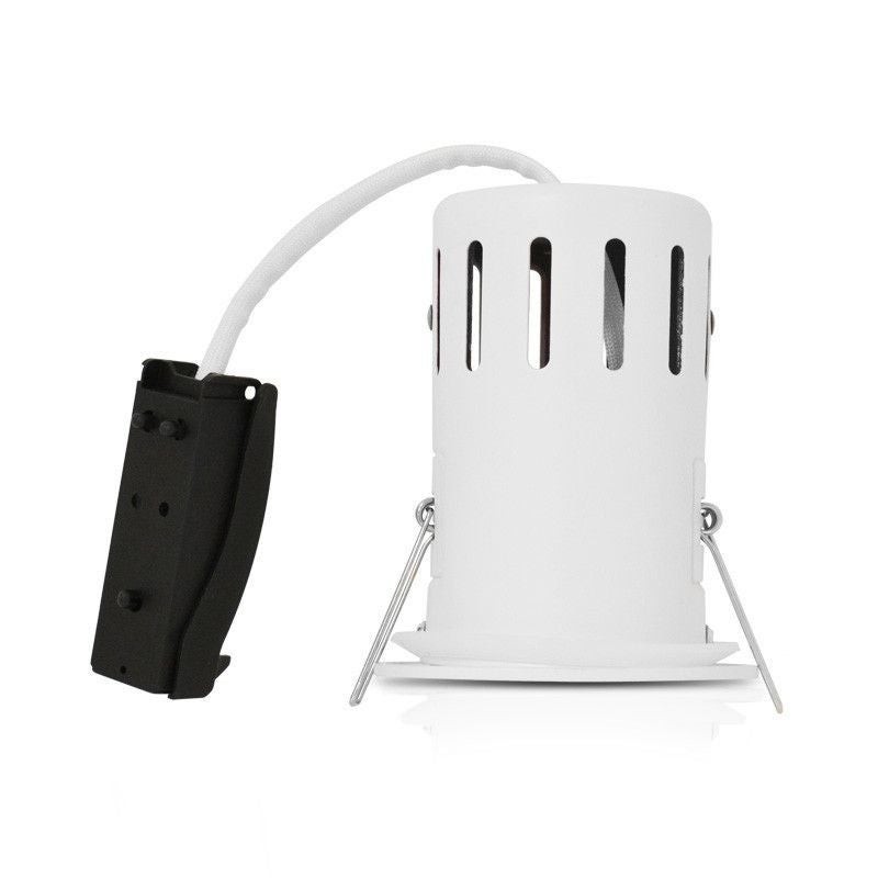 Support spot BBC rond fixe - Blanc - IP65 - Ø90mm - Douille automatique - 5