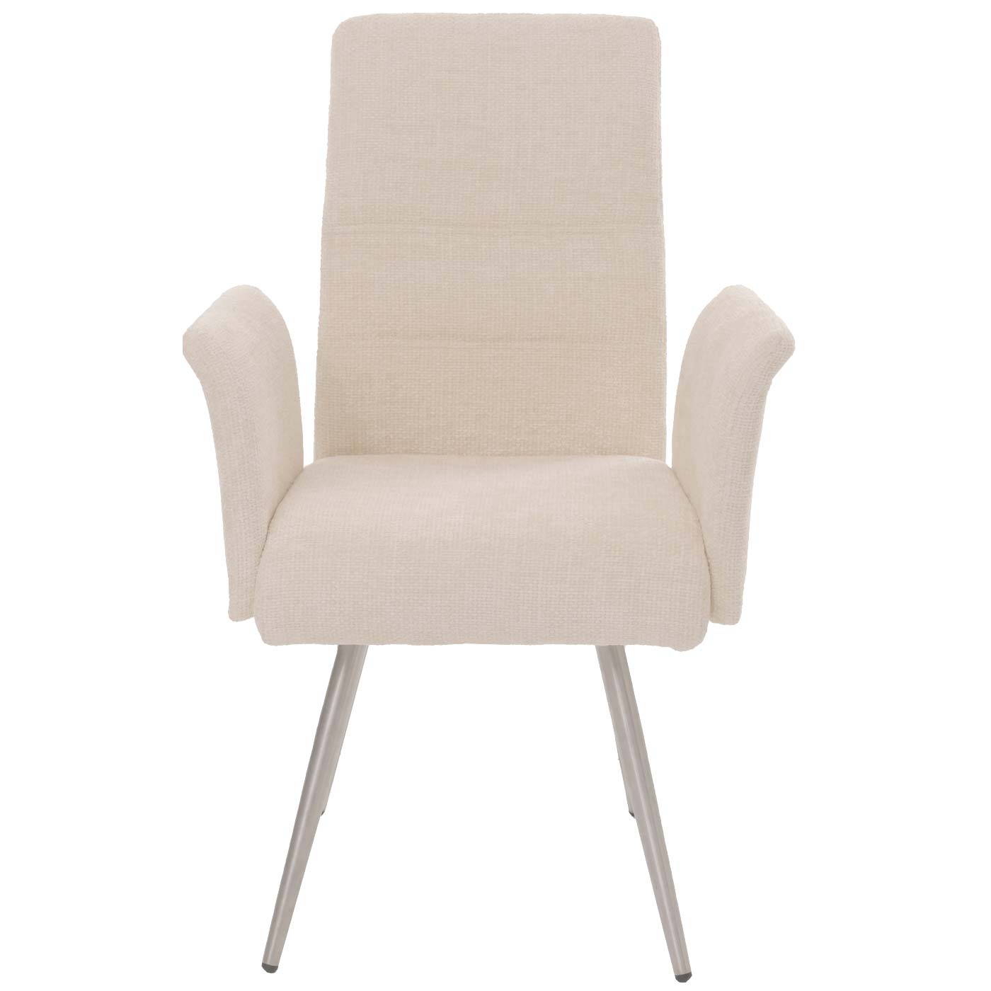 Set sala da pranzo HWC-G55, 2 sedie con braccioli + panca 160cm, acciaio inox stoffa/tessuto ciniglia ~ avorio - 9