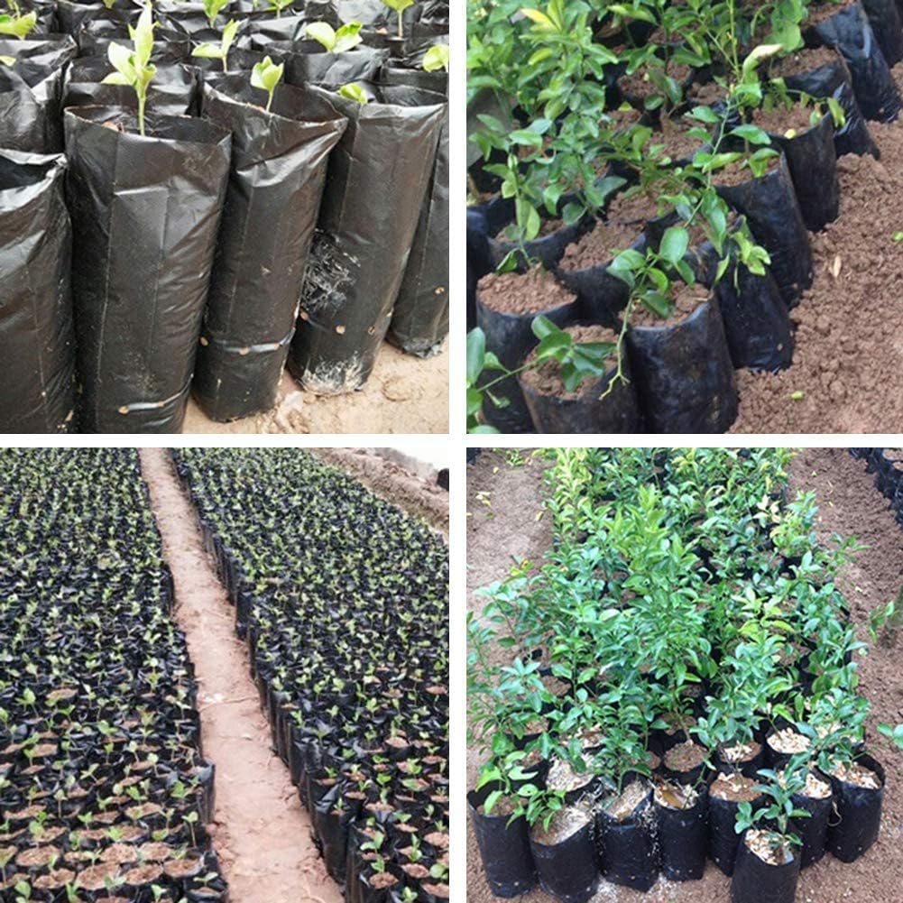 100 Sacos de Plástico Reforçado para Viveiro - 25x30cm (diâmetro x altura) Sacos de Cultivo para Plantas de Jardim com Orifícios de Ventilação - 2