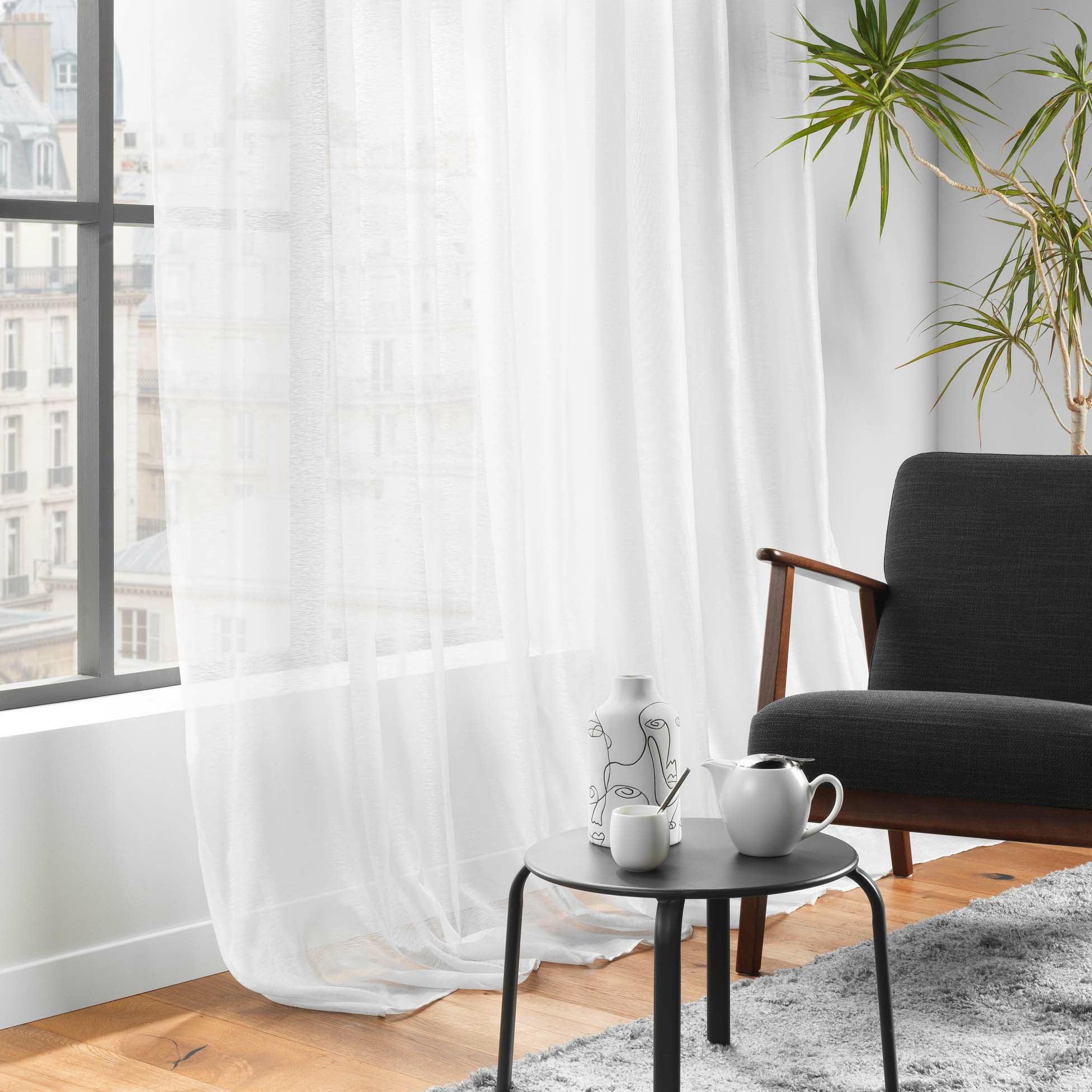 Voilage grande fenêtre 240 x 240 cm – Voile sablé Lissea Blanc - 2