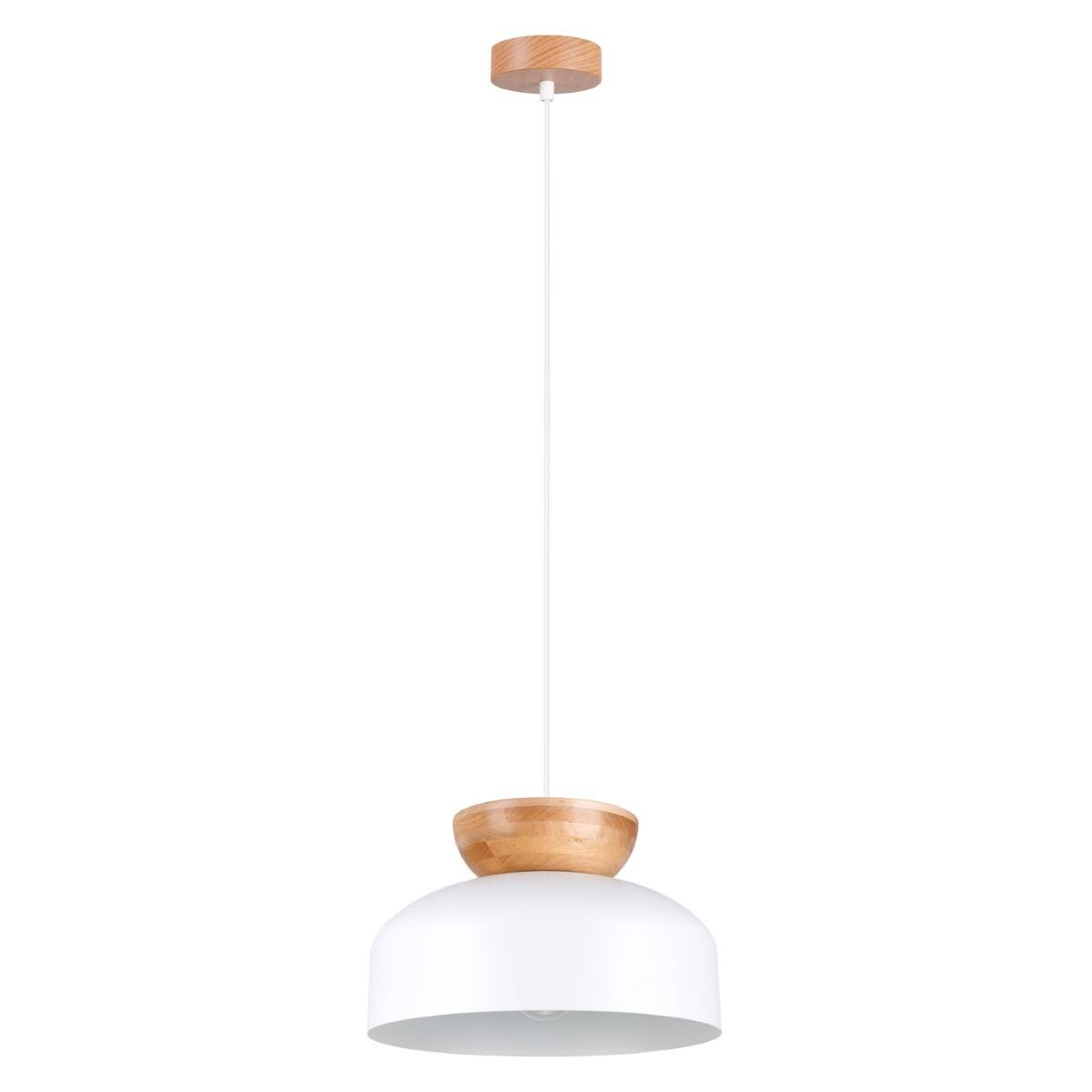 Lampa wisząca Marion biała naturalne drewno 1xE27x15W wym: 130 x 29,5 x 29,5 cm metal Sollux Lighting