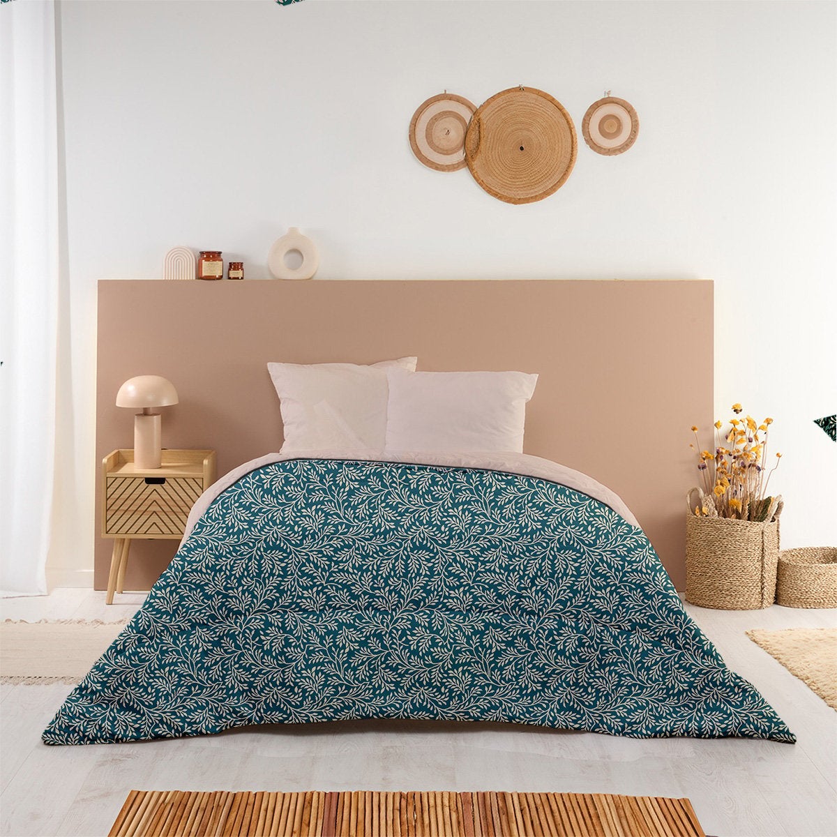 Couette D'Été 140x200 Cm Imprimée Marguerite Rétro - Réversible, Lavable, Avec Taie D'Oreiller - Style Années 70