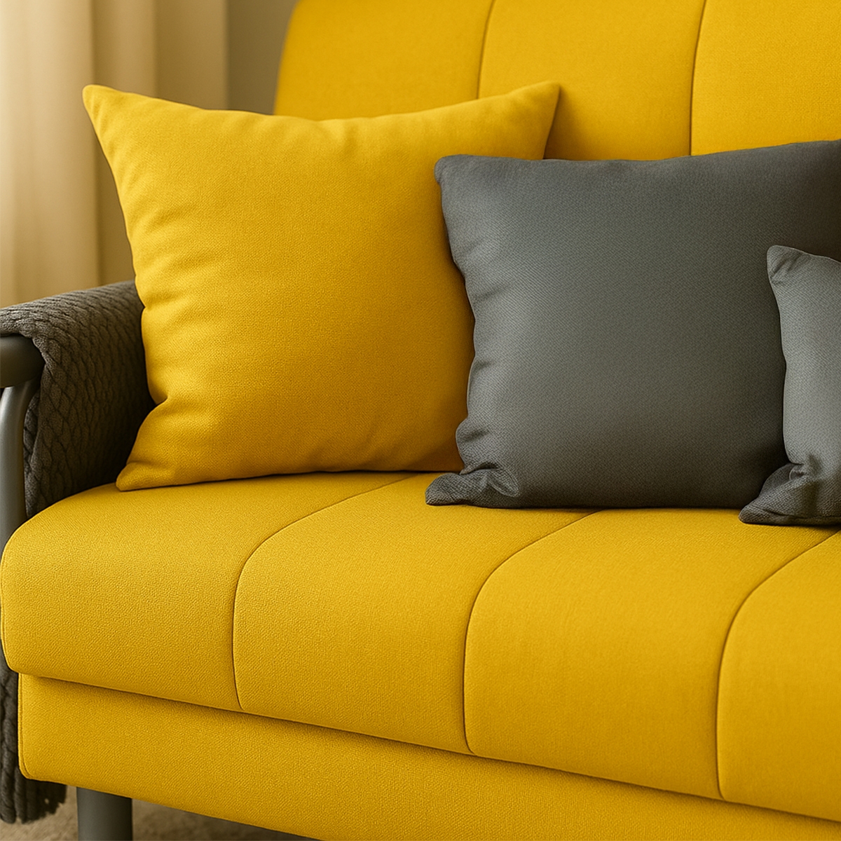 Divano poltrona letto piazza e mezza pieghevole tessuto Deborah Twin - Giallo - 4