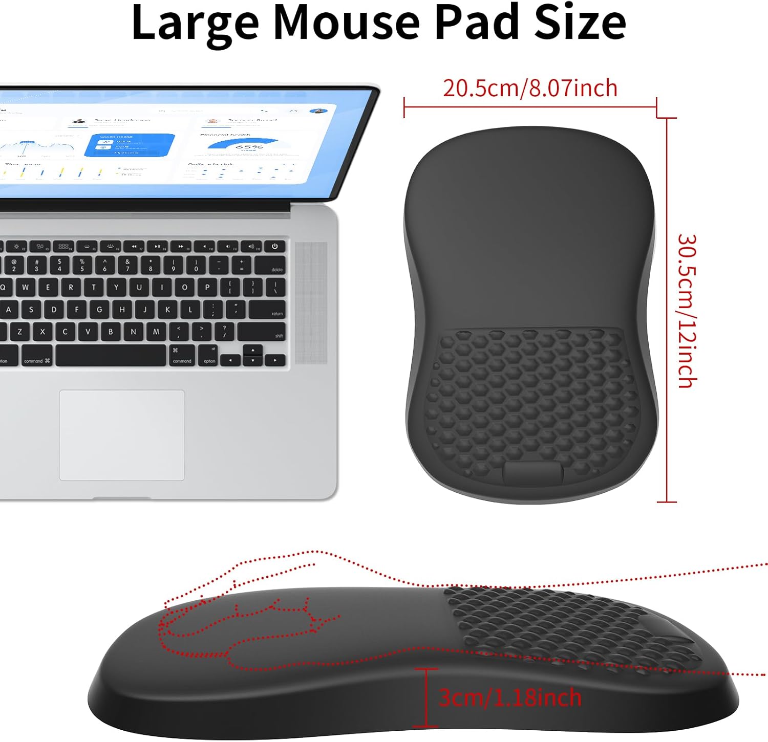 EooCoo Tappetino per Mouse con Supporto Polso e Design Massaggio, Comodo Ergonomico Mouse Pad, Tappetino Mouse Poggiapolsi con Schiuma di Memoria e Base in PU Antiscivolo, 300 x 200 x 30mm, Blu