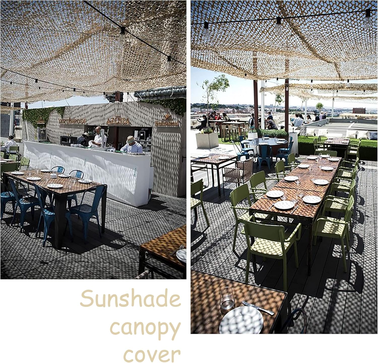 Filet de Camouflage Sable - Filet d’Ombrage Extérieur Résistant - Haut de Gamme - Protection Solaire & Voile d'Ombrage Anti-UV - Terrasse, Pergola, - 9