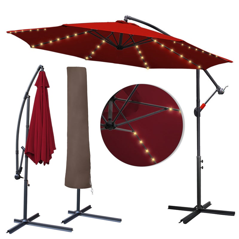 Ombrellone LED beige solare 350cm semaforo ombrellone ombrellone da