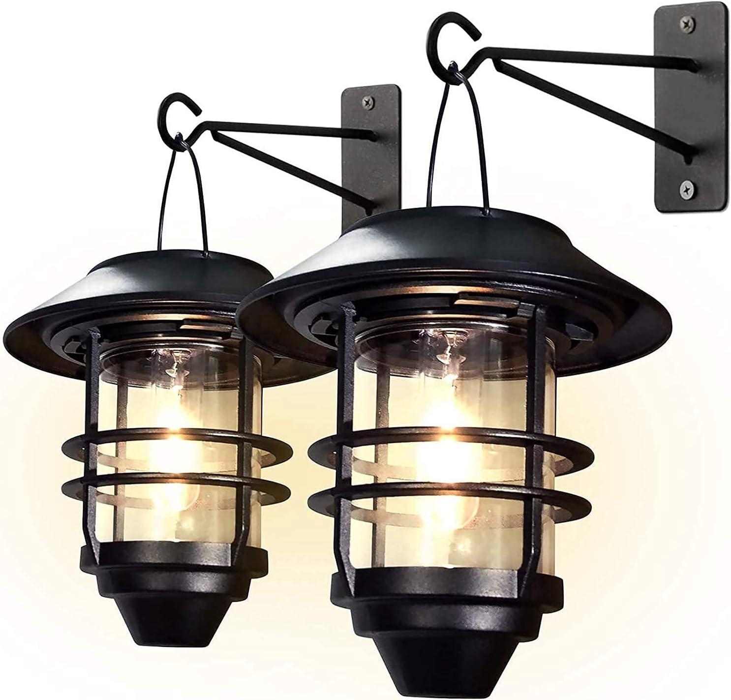 Zestaw wiszących lamp solarnych zewnętrznych lampionów ściennych zasilanych energią słoneczną wodoodpornych o barwie ciepłej dziedziniec ogrodzenie