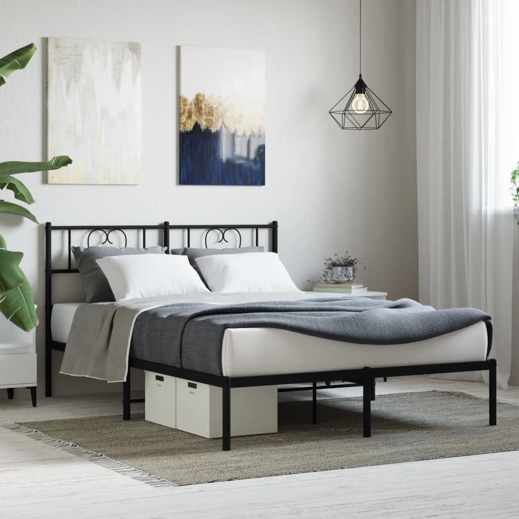 Cadre De Lit En Métal 120x200cm – Avec Tête Et Pied De Lit – Blanc