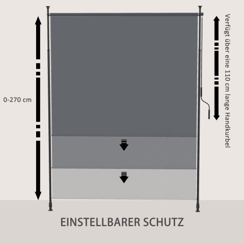 Toldo vertical 200x292 cm - Techo retráctil de aluminio gris para terraza - 6