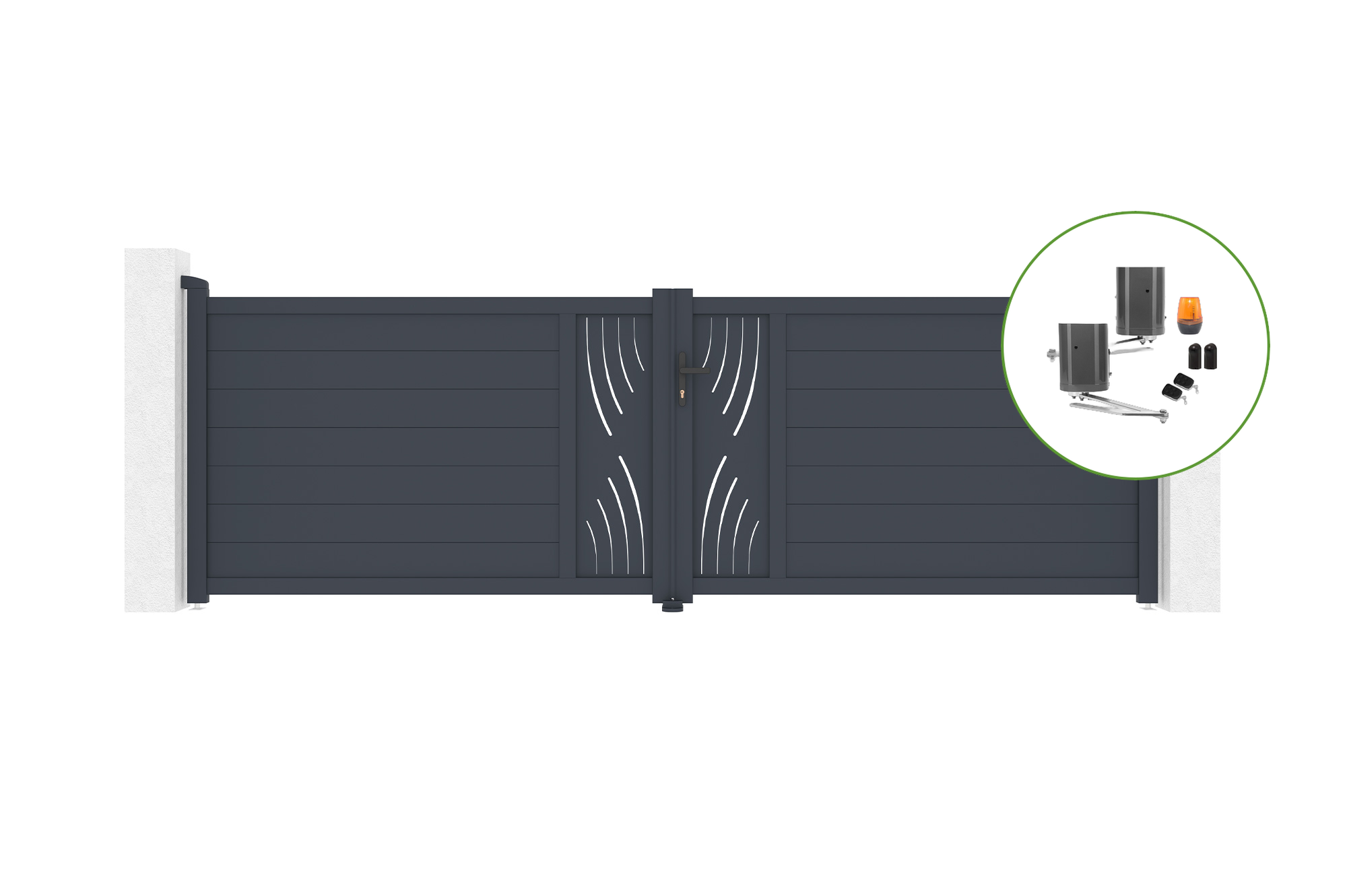 Brama skrzydłowa 4m VELETA H.120cm aluminiowa + napęd BUNKER B500