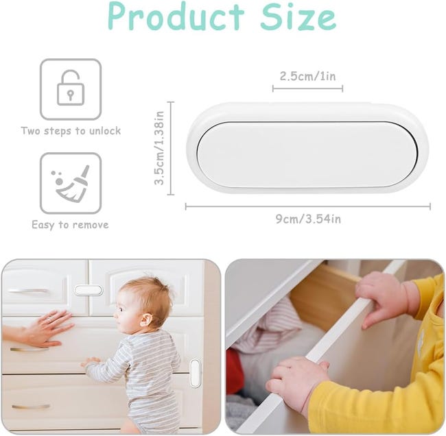 Serrature Sicurezza Bambini - Chiusure Autoadesive Per Armadi, Cassetti E Porte, Facili Da Installare - Foto 8