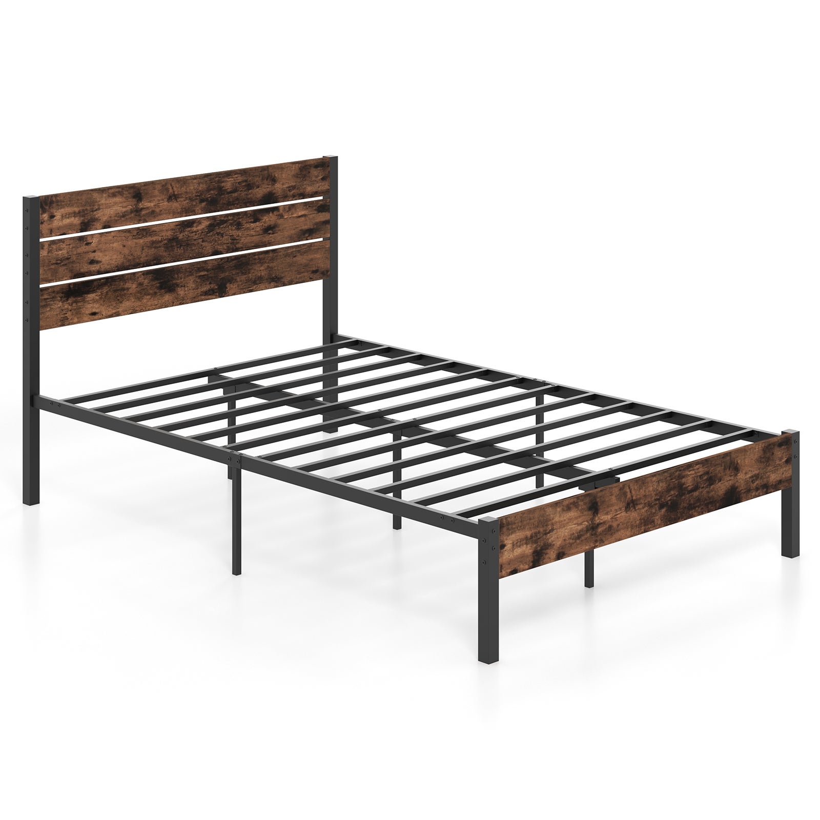 Metalowa rama łóżka do materaca 200 x 140 cm, rama łóżka podwójnego ze stelażem i miejscem do przechowywania pod łóżkiem, metalowa platforma