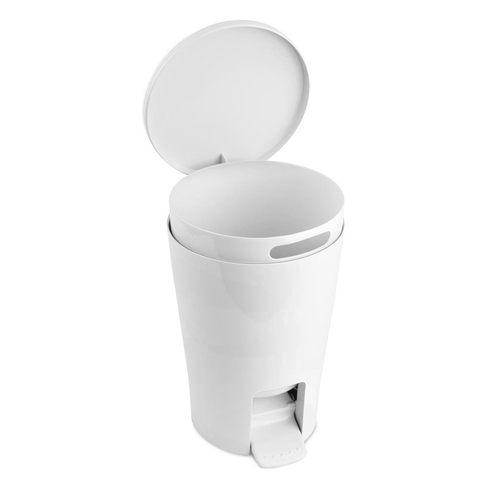 Poubelle blanche de 5 litres avec pédale et couvercle en ABS - 2