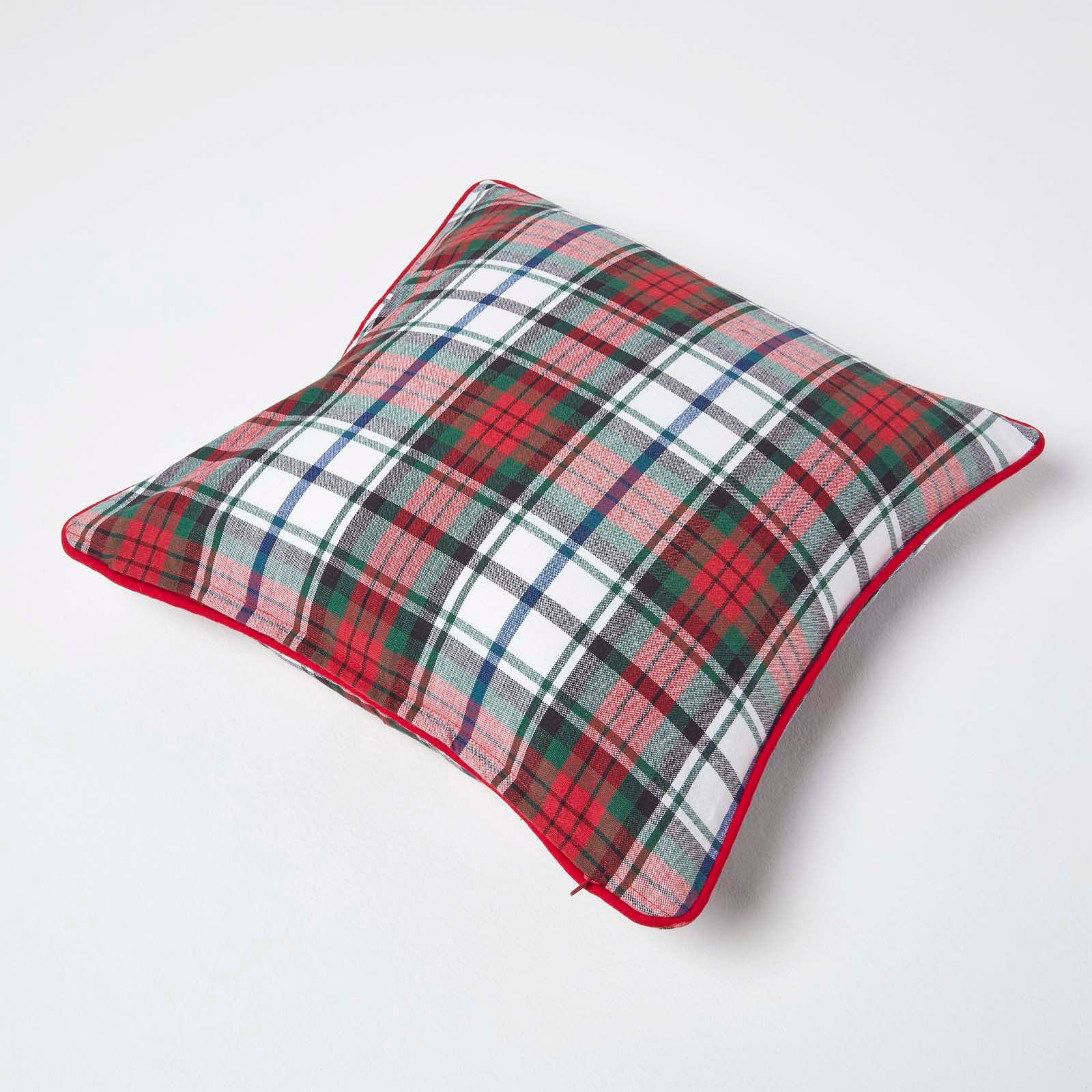 Homescapes Housse de coussin à carreaux écossais Rouge et Vert, 45 x 45 cm - 4