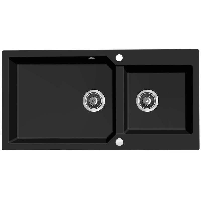 Zlewozmywak Granitowy Dwukomorowy 50x98cm Czarny MILOS Laveo