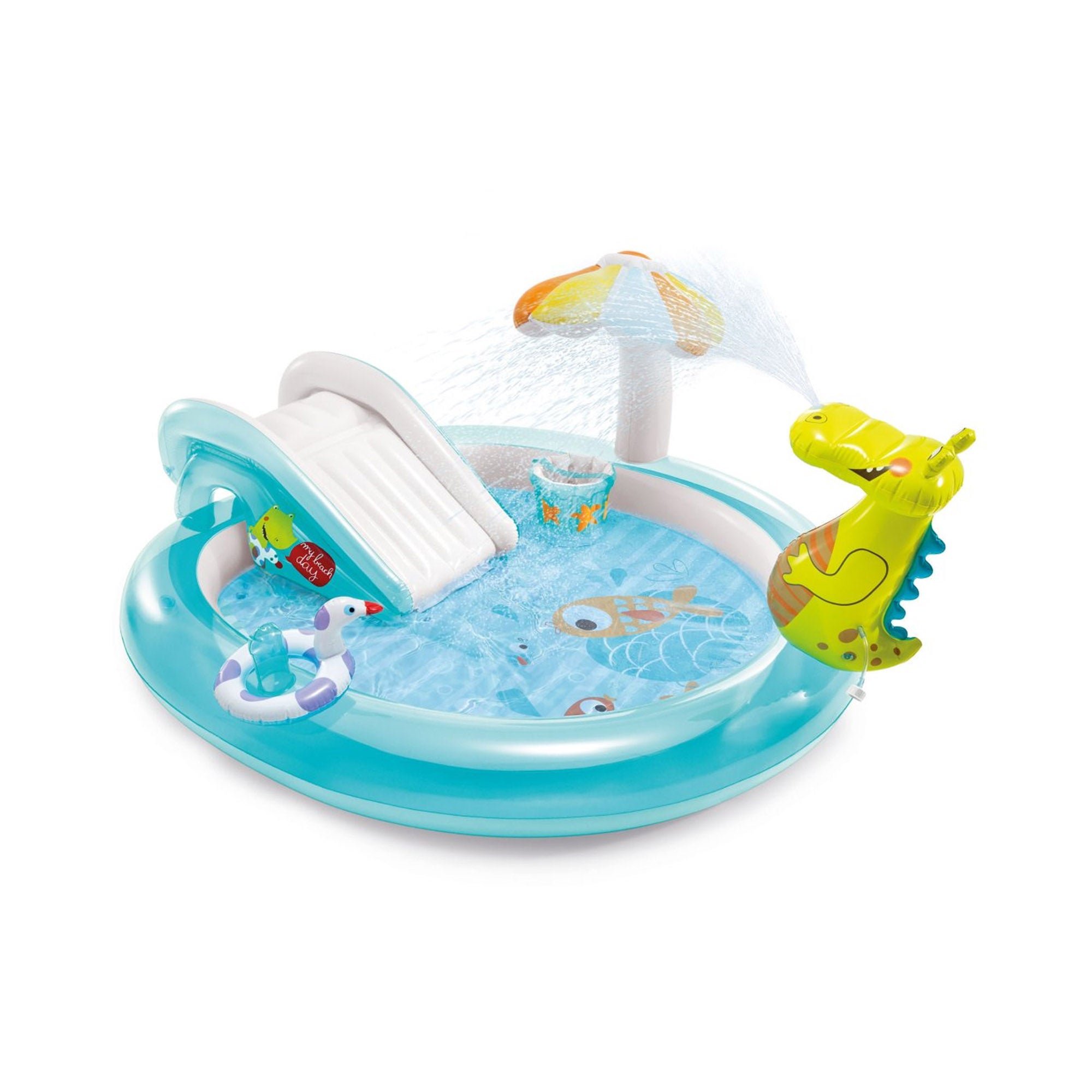 Dmuchany basen Intex Gator Play Center Zjeżdżalnia i kolorowy design