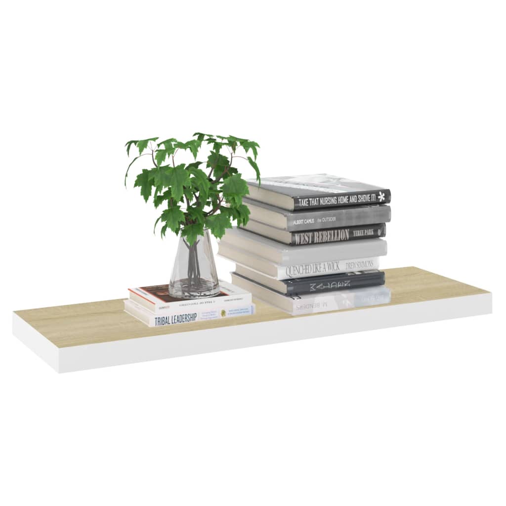 Étagère flottante murale | Étagère de rangement chêne et blanc 80x23,5x3,8 cm MDF CFW122374 - 3