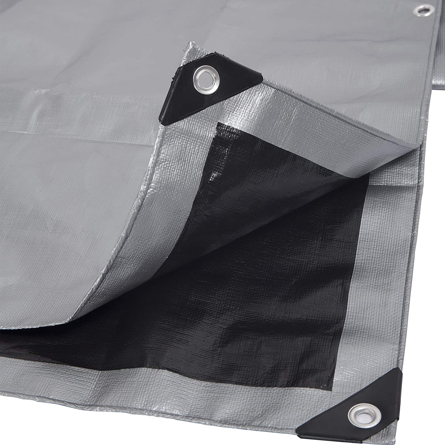 WOLTU Bâche de protection en polyéthylène. Bâche d’extérieur. Couverture de bateau.280g/m 2.4x6 m. Gris+noir - 2