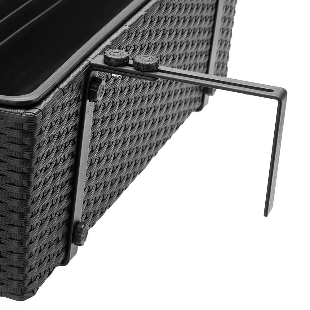 2x Bac à fleurs 11 litres support de montage intérieur extérieur jardinière pot de fleurs décoration balcon terrasse noir - 7