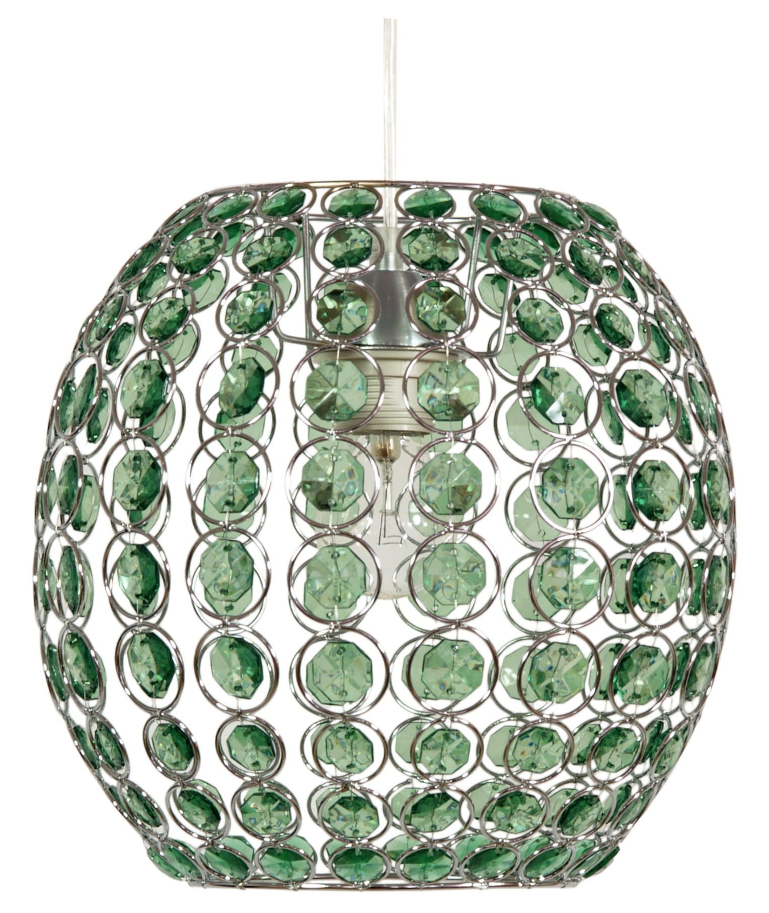 Lampa sufitowa wisząca Rica chromowana-zielona 1xE27x40W kryształowa wym: 105 x 28 x 28 cm kryształ Candellux
