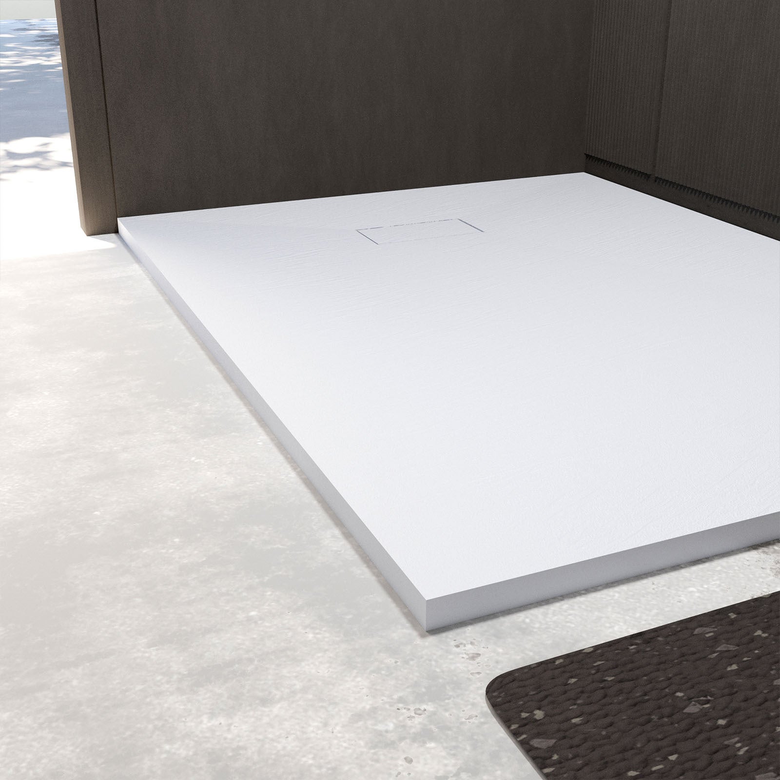 Receveur a poser en materiaux composite SMC - Finition ardoise blanc mat - 90x140 cm - 7